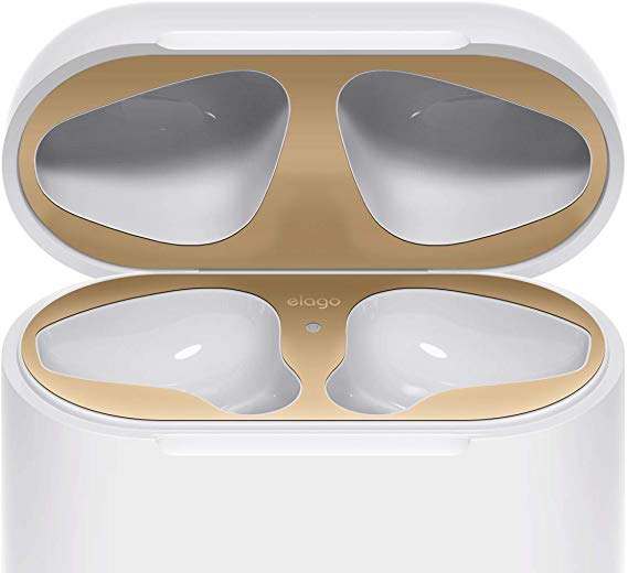 elago Upgraded AirPods Dust Guard (Matte Gold, 2 Sets) – Dust-Proof Film, Luxurious Looking, Must Watch Easy Installation Video, Protect AirPods from Iron/Metal Shavings [US Patent Registered]