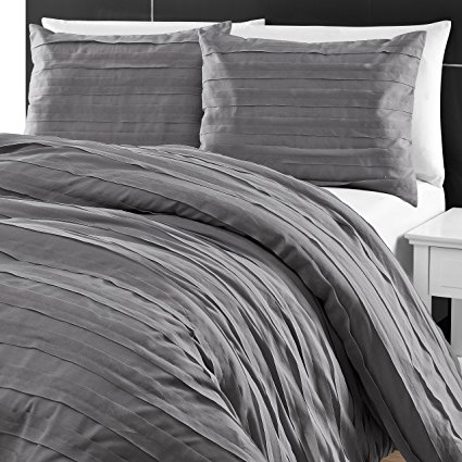 King & Queen Collection Modern 3 Piece Loft Stripe Style Comforter Set (King, Gray)