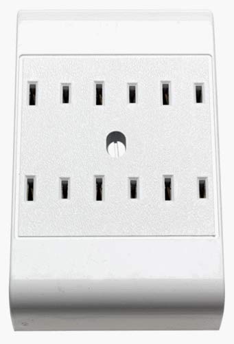 Leviton 49687-I 15 Amp, 125 Volt, 2-Wire, 6-Outlet Adapter, Ivory