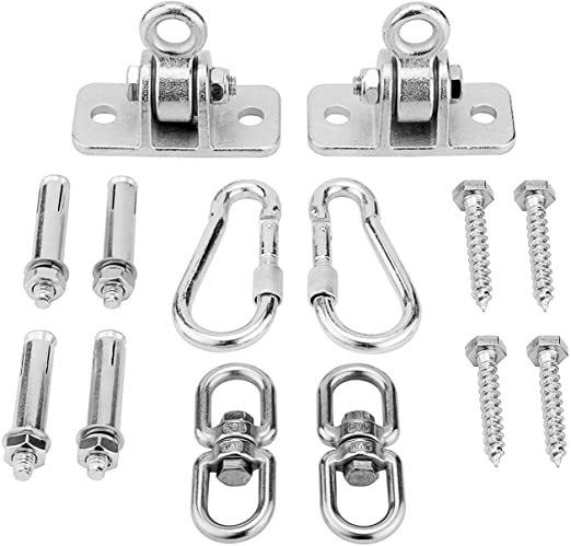 Gonex Hanging Swing Hardware Heavy Duty Swing Hanger Set Wood Ceiling Porch Concrete with 2 Carabiner 2 Swivel 4 Mounting Bolts 4 Screws