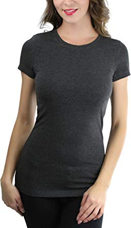 ToBeInStyle Women's Slim Fit Crew Neck Short Sleeve Longline Tee