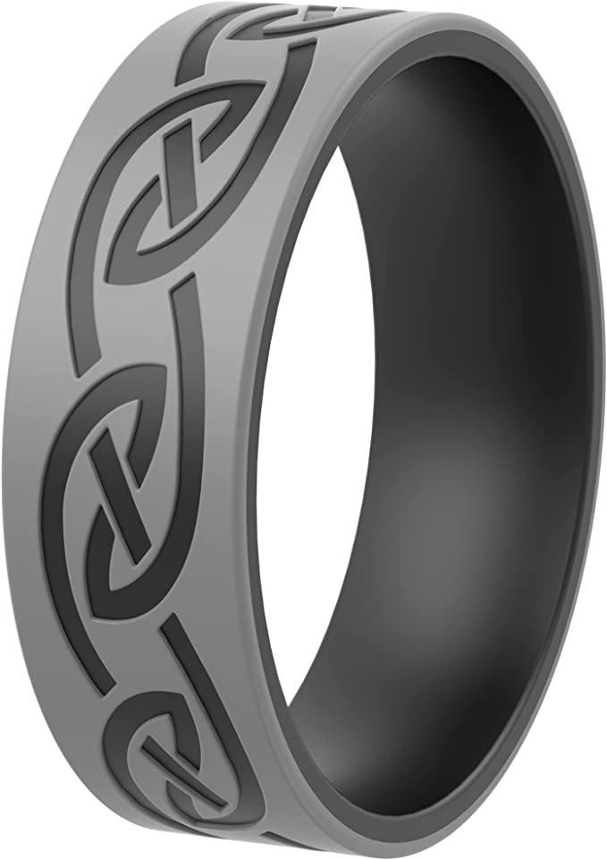 Thunderfit Silicone Wedding Rings for Men and Women, Laser Printed Design - 2mm Thick - Shapes Collection