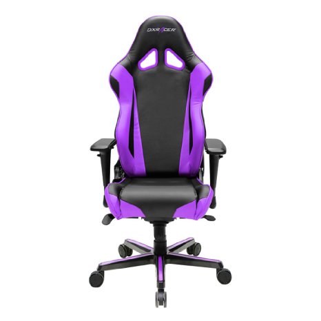 DXRacer Racing Series DOH/RV001/NV Newedge Edition Racing Bucket Seat Office Chair Gaming Chair PVC Ergonomic Computer Chair eSports Desk Chair With Pillows(Black/Violet)