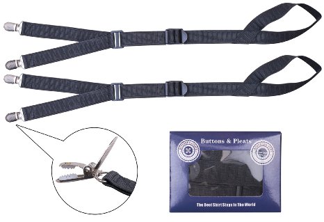 Advanced Type Shirt Stays Durable with Reinforced Locking Clamps on Garter Straps Sock Suspenders - Keep Shirt Tucked in Comfortably - Best Choice for Mens Dress Shirt Styles, Police Uniform Shirts, Military & More