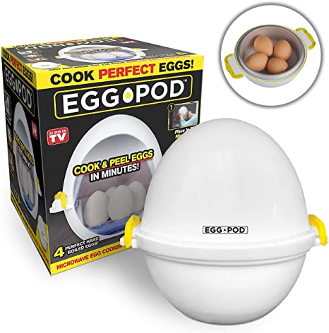 EGGPOD 7076 by Emson Wireless Microwave Egg Maker, Cooker, Boiler & Steamer, 4 Perfectly-cooked Hard boiled Eggs in under 9 minutes As Seen On TV 1 Count