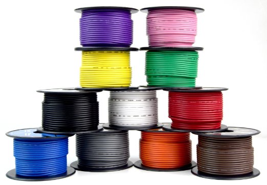 18 GA GAUGE 100 FT SPOOLS PRIMARY AUTO REMOTE POWER GROUND WIRE CABLE (4 ROLLS)