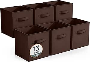 Sorbus Fabric Storage Cubes - 6 Foldable Storage Bins for Organizing Pantry, Cubbies, Toy Box - Clothes Storage & Closet Organizer - 13 Inch Collapsible Cube Baskets for Shelves with Handle