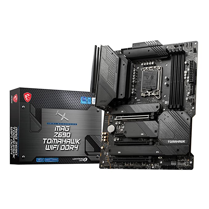 MSI MAG Z690 Tomahawk WiFi DDR4 Gaming Motherboard, ATX - Supports Intel Core 12th Gen Processors, LGA 1700-16 Duet Rail VRM 70A, Memory Boost 5200MHz/OC, 1 x PCIe 5.0 x16, 3 x M.2 Gen4,Wi-Fi 6, Black