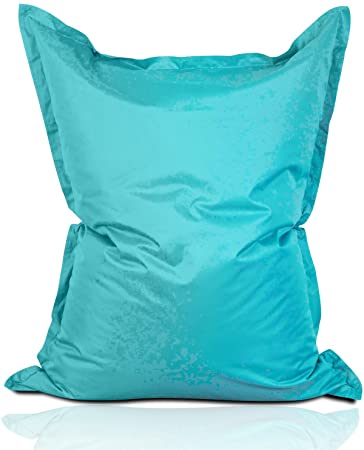 Lumaland XXL Beanbag Chair 140 x 180 cm Indoor Outdoor - Removable Washable Cover double-zipped - ready filled 380l - Waterproof - ideal for watching TV, relaxing, for Garden use - Aquamarin