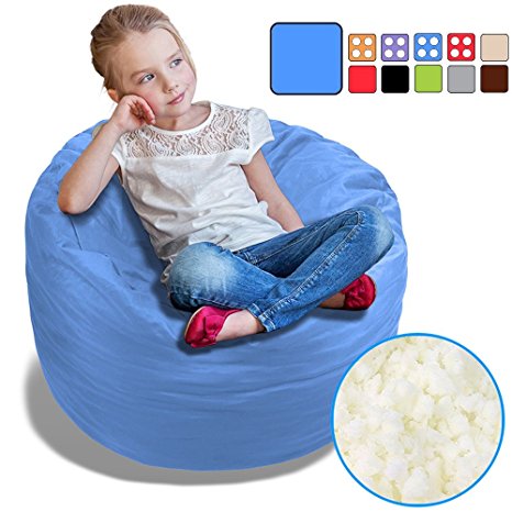 BeanBob Bean Bag Chair (Sapphire Blue), 2.5ft - Bedroom Sitting Sack for Kids w/Super Soft Foam Filling