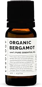 100% Organic Pure Bergamot Essential Oil 0.34 fl oz - Cleansing & Uplifting - Small Batch - Sustainably Sourced Straight from Farm in Italy