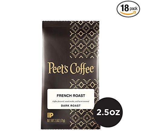 Peet's Coffee French Roast Dark Roast Ground Coffee, 2.5 Ounce Portion Packs (Pack of 18)