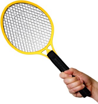 BugzOff Electric Fly Swatter Racket - Best Zapper for Flies - Swat Insect Wasp Bug and Mosquito with Hand - Indoor and Outdoor Trap and Zap Pest Control Killer Yellow