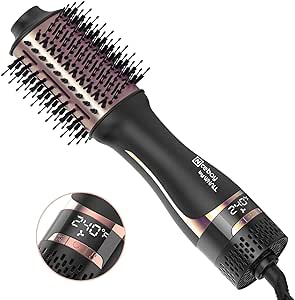 Nicebay® Hair Dryer Brush Blow Dryer Brush in One, Hot Tools Blow Dryer Brush for Women, One Step Blowout Brush with a Display Screen, Oval Ceramic Barrel,Negative Ion,Black and Brown