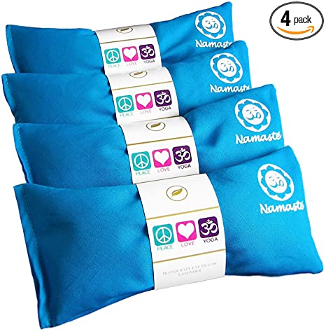 Happy Wraps Namaste Yoga Eye Pillows - Lavender Eye Pillows for Yoga - Hot Cold Aromatherapy Eye Pillow for Yoga and Relaxation Gifts - Set of 4 - Turquoise