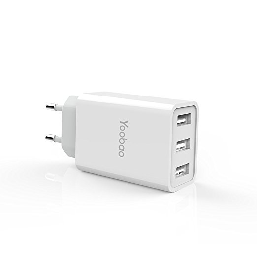 Yoobao YB-723 European Wall Charger 3 USB Port Plug Home Travel Power Adapter for iPhone, Samsung Galaxy, LG, iPad, Sony etc-White