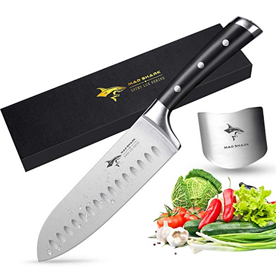 Santoku Knife-MAD SHARK Pro Kitchen Knife 7 Inch Santoku Knife,Best Quality German High Carbon Stainless Steel Knife with Ergonomic Handle,Ultra Sharp,Best Choice for Home Kitchen and Restaurant