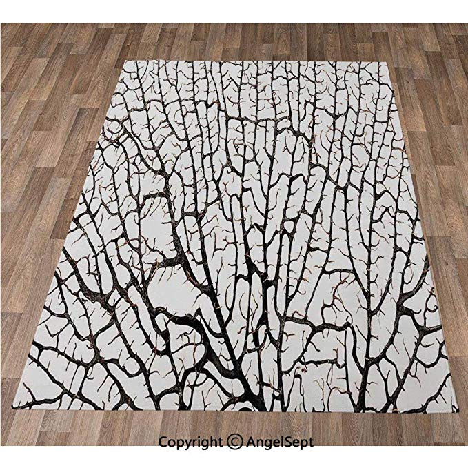 Non-slip Super Soft Rugs Cozy Kids Bedroom Living Room Carpet 40x63in,Cracked Curly Coral Branch Like Earth Surface Tree of Life Nature Woods Theme,Beige Indoor/Outdoor Area Runners & Stair Rug Carpe
