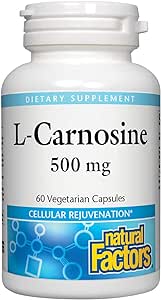 Natural Factors, L-Carnosine 500 mg, Supports Healthy Aging, Muscle and Brain Function, Dietary Supplement, 60 capsules (60 servings)