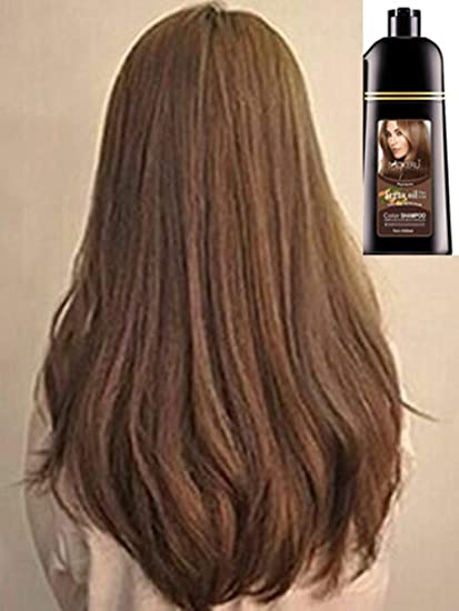 Natural Organic Permanent Brown Hair Dye Long Lasting Argan Oil Hair Dye Shampoo (Light Brown)