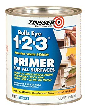 Rust-Oleum 2004 Zinsser Bulls Eye 1-2-3 White Water-Based Interior/Exterior Primer Sealer, 1-Quart, Model: 2004