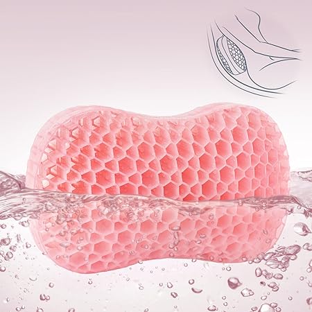 Bath Jello Gel Bath Pillows, Lumbar Pillow for Bathtub, Back Support Pillow, Gel Pillow with Non-Slip Suction Cups for Lumbar, Back Rest Support, Fits Curved or Straight Back Tubs, Pink