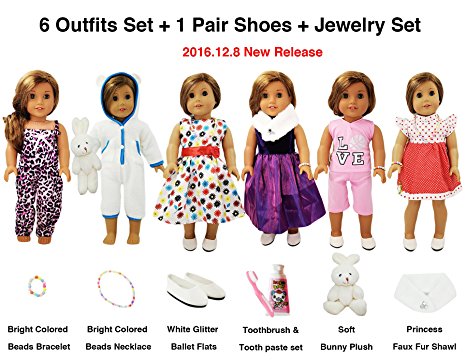 13 Piece American Girl Doll Accessories - 18 inch Doll Clothes Accessories Outfit Set Fits American Girl by WEARDOLL