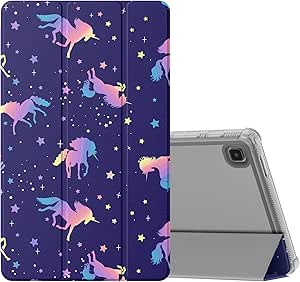 MoKo Case Fits Samsung Galaxy Tab A7 Lite 8.7" SM-T225/T220/T227, Slim Lightweight Smart Case Trifold Stand Case with Soft TPU Translucent Frosted Back Shell for Galaxy Tab A7 Lite, Iridescent unicorn