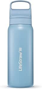 LifeStraw Go Series — Gourde filtrante en inox 700ml pour les voyages et l’utilisation quotidienne. Élimine les bactéries, les parasites et microplastiques, améliore le goût, Icelandic Blue (bleu)