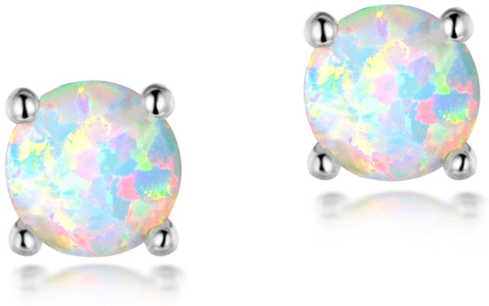 Hypoallergenic Opal Earrings for Women Teen Ladies Birthstone Gemstone Jewelry Gift for Her