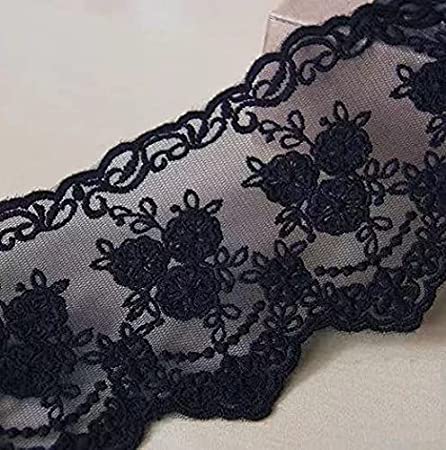 Sourcemall Lace Trim Ribbon, Delicate Crown Ribbon for Crafts Sewing and Bridal Wedding Dress Applique Decorations, 3.3inch Width 5 Yards/Lot (Black)