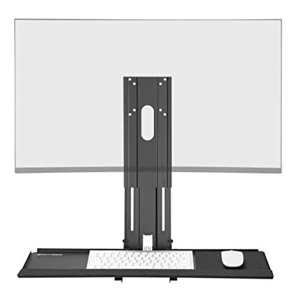 AVLT-Power Steel Monitor Keyboard Wall Mount Height Adjustable Keyboard Tray Computer Wall Mount Workstation VESA 75 100 Large 25.7 Inch Platform with Wrist Rest and Mouse Pad - VESA Mount Accessory