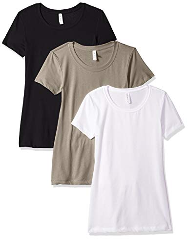 Clementine Apparel Women’s 3-Pack Short Sleeve T Shirt Easy Tag V Neck Soft Cotton Blend Undershirts (1510)