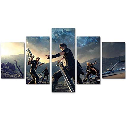 MingTing - 5 Panel Modern Giclee Artwork Final Fantasy XV Canvas Print Home Decor Picture For Living Room (32x60inch No Frame)