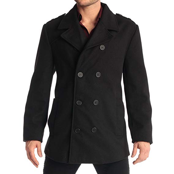 alpine swiss Jake Mens Wool Pea Coat Double Breasted Jacket