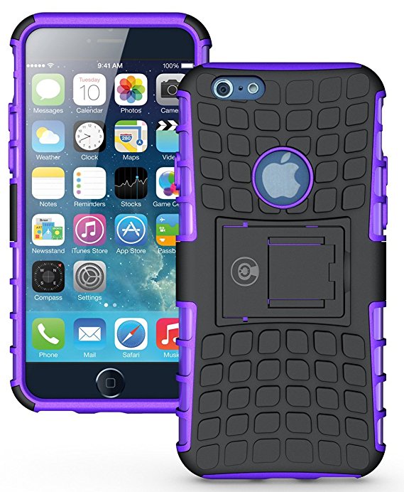 iPhone 6S Case, iPhone 6 Case by Cable and Case - [HEAVY DUTY] Tough Dual Layer 2 in 1 Rugged Rubber Hybrid Hard/Soft Impact Protective Cover [With Kickstand] Shipped from the U.S.A. - Purple