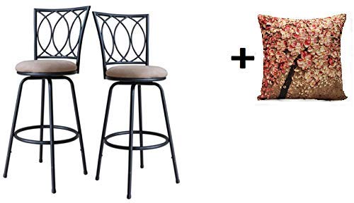 Roundhill Furniture Redico Adjustable Metal Barstool, (2 Black Stool)
