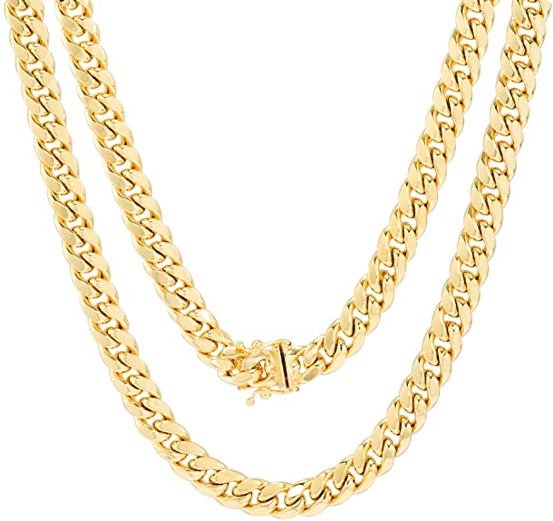 Nuragold 10k Yellow Gold 7.5mm Miami Cuban Link Chain Necklace, Mens Jewelry Box Clasp 20" 22" 24" 26" 28" 30"