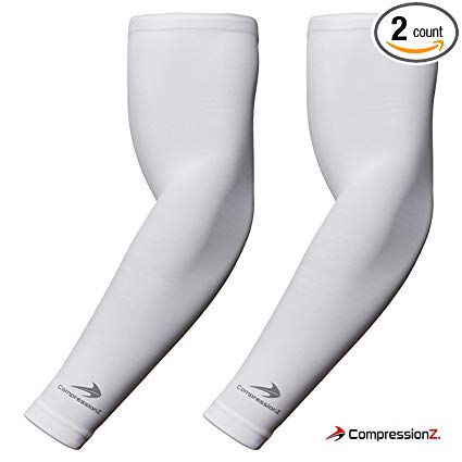 CompressionZ Arm Sleeves - Real Sports Compression for Baseball, Basketball, Football, Cycling, Golf, Arthritis, Lymphedema, UV Protection Men/Women
