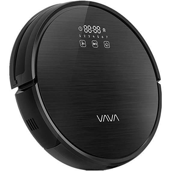 VAVA Robot Vacuum Cleaner Motion Autopilot 2nd Gen Gyroscope Navi, 1300Pa Strong Suction, Sweeping Robot for Hard Floors to Medium and Low Pile Carpets (Mini) (Black)