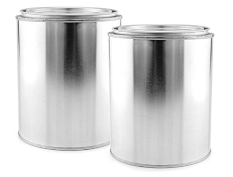 Empty Quart Paint Cans with Lids (2 Pack); Unlined Metal Paint Cans Value Pack