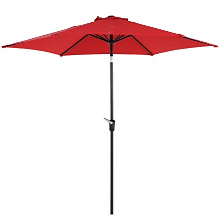 Grand patio 9FT Aluminum Patio Umbrella, UV Protective Beach Umbrella with Push Button Tilt and Crank, Powder Coated Outdoor Umbrella, Red