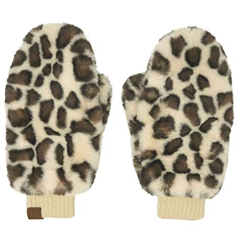 CC Soft Faux Fur Fuzzy Lined Flip Up Down Top Fingerless Mitten Gloves