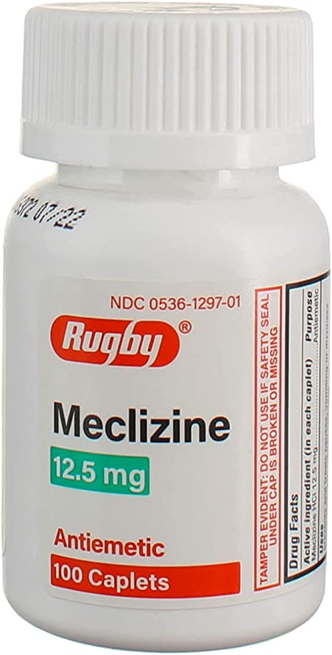 Rugby Meclizine 12.5mg. Antiemetic, 100CT (Pack of 1)