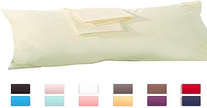 Body Pillow Cover 20x54 Body Pillow Case 100% Egyptian Cotton Hotel Quality 1-Pieces Ivory Body Pillow Cover Premium 500 Thread Count Body Pillowcase With Zipper Closure - 20" x 54", Ivory