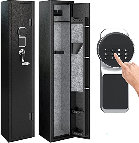 KAER Gun Safes with 180-Degree Full Access Door and Removable Shelf for 2 Home Rifles and Pistols Digital Quick Access Electronic Firearm Safe with Pistol Rack and Ammunition Storage Shelves…