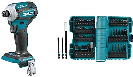 Makita XDT16Z 18V LXT Lithium-Ion Brushless Cordless Quick-Shift Mode 4-Speed Impact Driver, Tool Only & A-98348 50 Pc Impactx Driver Bit Set