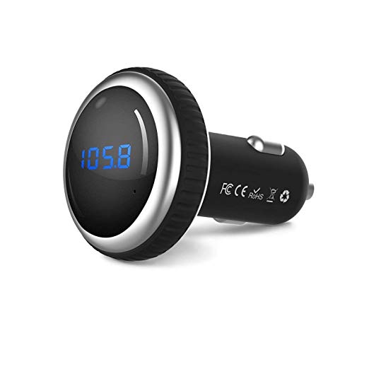iClever Wireless Bluetooth FM Transmitter Radio Adapter Car Kit with SD Remote Controller for iPhone 7/6s/6/5s/5, iPad Pro/Mini/Air, Samsung Galaxy S7/S6/Edge/Plus, Note 5/4, LG and More - Sliver
