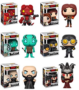 Funko Pop Comics Hellboy - Hellboy #1, Liz Sherman #2, Abe Sapien #3, Lobster Johnson #4, Rasputin#5, The Queen of Blood #6 Vinyl Figures SET