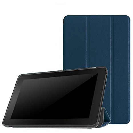 AVAWO Slim Shell Case for All-New Fire 7 2017 - Ultra Slim Lightweight Standing Cover Case for Fire 7 Tablet (7th Generation - 2017 release), Navy